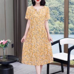 New Hot Fashion 2025 Casual Print Women Summer Dresses For Women Clothing Cotton Vintage Dress Plus Size
