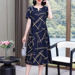 New Hot Fashion 2025 Casual Print Women Summer Dresses For Women Clothing Cotton Vintage Dress Plus Size