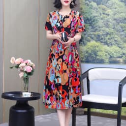 New Hot Fashion 2025 Casual Print Women Summer Dresses For Women Clothing Cotton Vintage Dress Plus Size