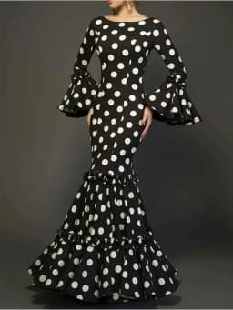 Polk Dot Printed Elegant Mermaid Dress Flare Sleeve Round Neck Party Club Ruffle Wedding Guest Cocktail Formal Dresses 2025