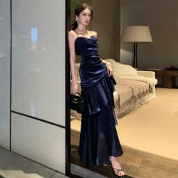 Elegant Sexy Club Evening Party Birthday Dresses for Women Summer Sleeveless Spaghetti Strap Backless Mermaid Ruffled Long Dress
