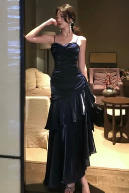 Elegant Sexy Club Evening Party Birthday Dresses for Women Summer Sleeveless Spaghetti Strap Backless Mermaid Ruffled Long Dress