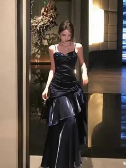 Elegant Sexy Club Evening Party Birthday Dresses for Women Summer Sleeveless Spaghetti Strap Backless Mermaid Ruffled Long Dress
