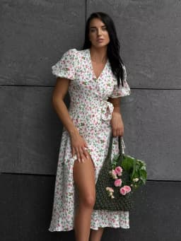 Bornladies Women's 100% Cotton A-Line Midi Dress Summer 2025 Floral Jacquard Elegant Beige Flowy Long Dress for Women