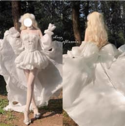 Princess Style Lolita Trailing Dress for Women Spring Summer New Sexy Girl Tube Top Birthday Party Dress Elegant Fluffy Dresses