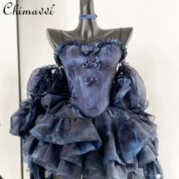 Princess Style Lolita Trailing Dress for Women Spring Summer New Sexy Girl Tube Top Birthday Party Dress Elegant Fluffy Dresses