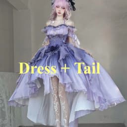 Dophee Original Lolita Trailing Puffy Dress Women Short Front Long Back Princess Blue Flower Wedding Dress Elegant Off Shoulder