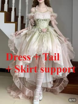 Dophee Original Lolita Trailing Puffy Dress Women Short Front Long Back Princess Blue Flower Wedding Dress Elegant Off Shoulder