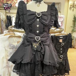 Jirai Kei Dark Sweet Lolita Mini Dress Women Bowknot Lace Puff Corset Heart Ruffle Cake Skirt Japanese Kawaii Harajuku Fashion