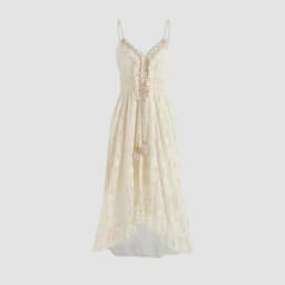 Summer new European and American lace suspender pendulum solid color long dress solid color