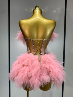 Women Sexy Strapless Mesh 2 Pieces Set Celebrity Nightlcub Party Birthday Photo Shoot Outfit 2025 Prom Gown Birthday Dress
