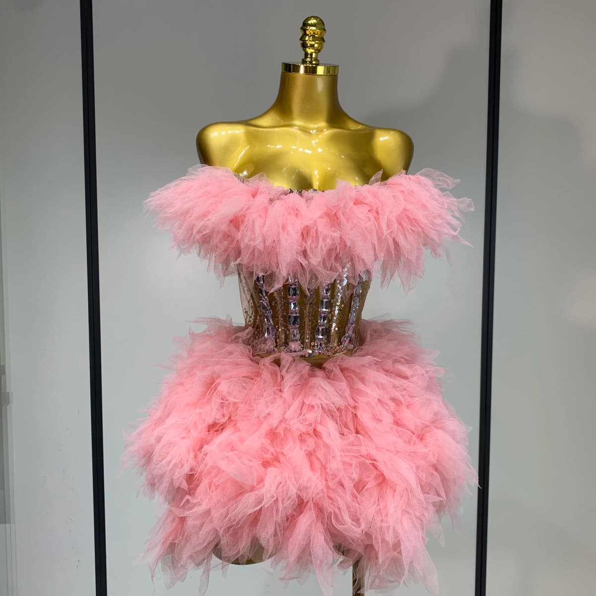 Women Sexy Strapless Mesh 2 Pieces Set Celebrity Nightlcub Party Birthday Photo Shoot Outfit 2025 Prom Gown Birthday Dress