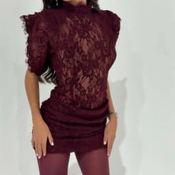 Retro Solid Color Short Sleeved Summer Dress Fashion Embroidery Perspective Party Dress Ladies Stand Collar Lace Slim Mini Dress