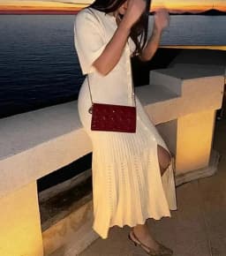 Knitted Maxi Dress For Women elegant Short Sleeve Hollow Out Ribbed Long Dresses O-Neck High Waist Lady Knitwear
