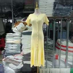 Knitted Maxi Dress For Women elegant Short Sleeve Hollow Out Ribbed Long Dresses O-Neck High Waist Lady Knitwear