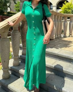 Knitted Maxi Dress For Women elegant Short Sleeve Hollow Out Ribbed Long Dresses O-Neck High Waist Lady Knitwear
