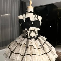 Sweet Lolita Black Dress Women Casual Y2k Clothing Japanese Kawaii Dress Evening Party Clothing Vintage Chic Outwear Summer Girl
