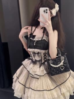 Sweet Lolita Black Dress Women Casual Y2k Clothing Japanese Kawaii Dress Evening Party Clothing Vintage Chic Outwear Summer Girl