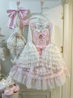 Birthday Japanese Style Kawaii Lolita Dress Women Party Vintage Sweet Lace Bow Birthdays Cake Dresses Harajuku Y2k Bandage Dress