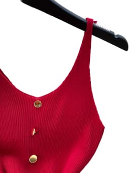 Women's Burgundy V-Neck Sleeveless Sundress Button Stretchy Ribbed Knit Bodycon Mini Dress Side Slit Casual Summer Party Dress