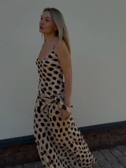 Women Trendy Animal Print Slip Dress V-neck Ruched Drawstring Sexy Maxi Dresses Beach Stylish Retro Vacation Summer Party Outfit
