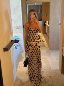 Women Trendy Animal Print Slip Dress V-neck Ruched Drawstring Sexy Maxi Dresses Beach Stylish Retro Vacation Summer Party Outfit