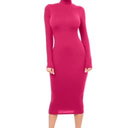 Winter Black Turtleneck Sexy Women Dress Autumn Long Sleeve Skinny Midi Boydcon Casual Blue Plush Knee-Length Party Club
