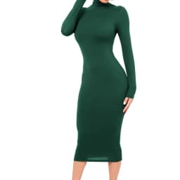 Winter Black Turtleneck Sexy Women Dress Autumn Long Sleeve Skinny Midi Boydcon Casual Blue Plush Knee-Length Party Club