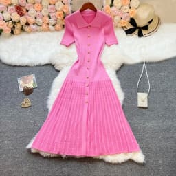 YuooMuoo Brand Fashion Elegant Patchwork Knitted Long Dress Spring Summer Women Luxury Shirt Sweater Dress Lady Party Vestido