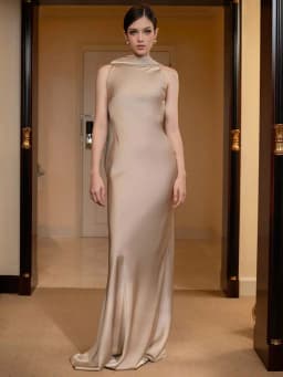 GACVGA Satin Elegant Maxi Evening Dress with Ribbons Women Sleeveless Straight Pleats Robe Gowns Club Sexy Bodycon Long Dresses