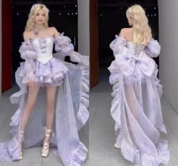 High Street Women's Mint Green Strapless Bowknot Sweet Fairy Organza Dress 2024 New Elegant Big Bow Trailing Party Wedding Dress