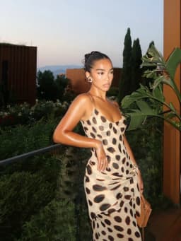 Stylish Women Animal Print Maxi Dress Chic Deep V Neck Spaghetti Straps Waist Tie Slim Fit Long Skirt Evening Party Club Outfit