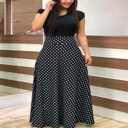 Dress Women Summer bohemain digital printing color matching round neck short sleeve hot style Dresses Casual Vestidos YRW6881