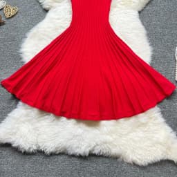 YuooMuoo Korean Fashion A-line Knitted Short Dress 2026 New Y2K Summer Red Black Pleated Party Dress Streetwear Lady Vestidos