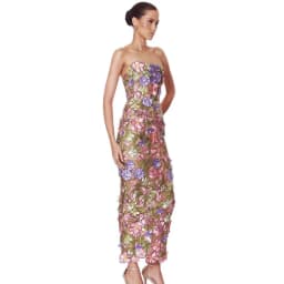 New Sexy Strapless Back Lace Up Dress for Women, Slim Fit and Simple Floral Embroidery Fabric Party Dress Long