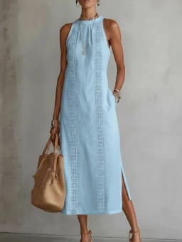 Fashion Lace Slim Maxi Dress Women Summer 2026 Casual White Sleeveless Off Shoulder Long Dresses Elegant