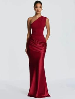 Blifanbo Stain Oblique Shoulder Sexy Maxi Dress Women Gown Ruched Sleeveless Fashion High Waist Club Party Evening Dress Elegant
