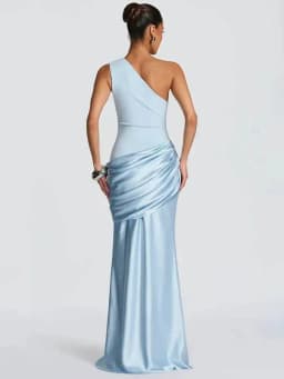 Blifanbo Stain Oblique Shoulder Sexy Maxi Dress Women Gown Ruched Sleeveless Fashion High Waist Club Party Evening Dress Elegant