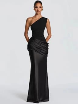 Blifanbo Stain Oblique Shoulder Sexy Maxi Dress Women Gown Ruched Sleeveless Fashion High Waist Club Party Evening Dress Elegant