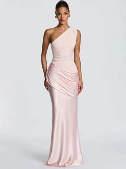 Blifanbo Stain Oblique Shoulder Sexy Maxi Dress Women Gown Ruched Sleeveless Fashion High Waist Club Party Evening Dress Elegant