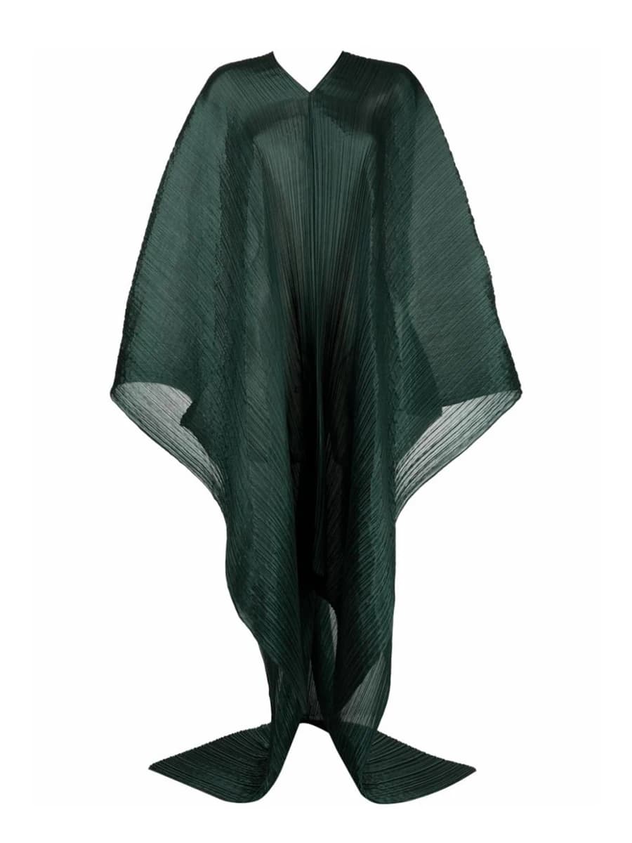 Miyake Pleated X New Women's Mid-long V-neck Drooping Shirt Dress Carnival