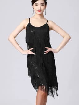 Women 1920s Vintage Great Gatsby Party Sequin Dress Sexy V-Neck Summer Cami Dress Gold Fringe Dress Vestidos Flapper Costumes