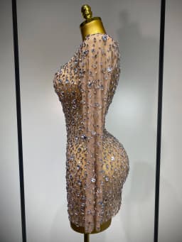 Sparkling Diamond Elegant Party Short Dress Celebrity Evening Party Prom Dress Nightclub Stage Outfit Luxury Birthday Dress
