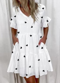 Women Summer Dress Casual V Neck Short Sleeve Butterfly Sleeve Floral Leaf Letter Print Mini Dresses Vestidos YSX9032