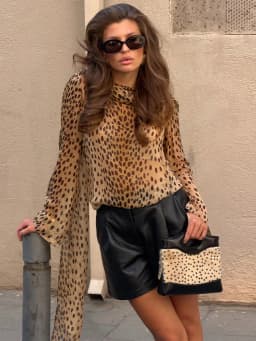Sexy Leopard Printed Women Dress Long Sleeve See Through Hanging Neck Ribbon Lady Dresses 2026 Summer Autumn Chic Female Robe