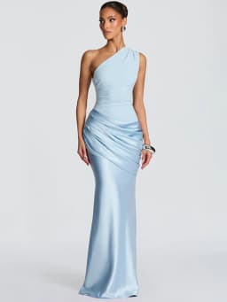 Mozision One Shoulder Backless Sexy Maxi Dress Women Gown Elegant Patchwork Skew Collar Sleeveless Bodycon Club Party Long Dress