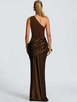 Mozision One Shoulder Backless Sexy Maxi Dress Women Gown Elegant Patchwork Skew Collar Sleeveless Bodycon Club Party Long Dress
