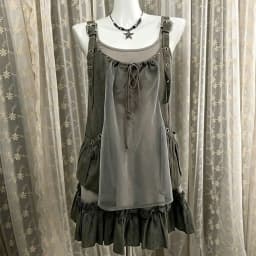 Vintage Y2K Two-Piece Outfit Strap Dress Mesh Layered Cami Ruffle Hem Japanese Harajuku Subculture Summer Casual Minidress Set