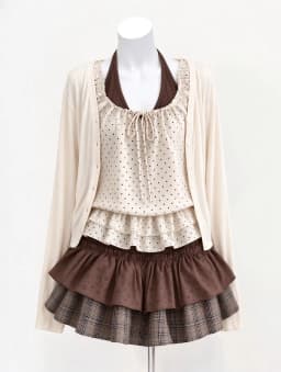 Vintage Y2K Two-Piece Outfit Strap Dress Mesh Layered Cami Ruffle Hem Japanese Harajuku Subculture Summer Casual Minidress Set