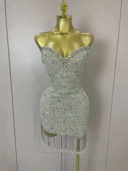 Luxury Sparkle Diamond Tassel Halter Cocktail Dress 2025 Women Elegant Evening Formal Gowns Wedding Party Dresses Stage Costumes
